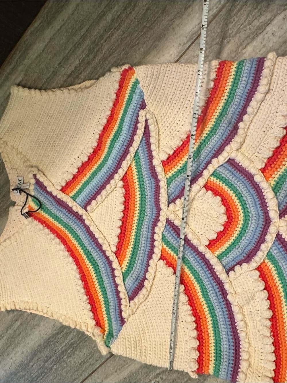 Loewe Cream Crochet Cardigan with Rainbow Stripe Detailing - Picture 6 of 8